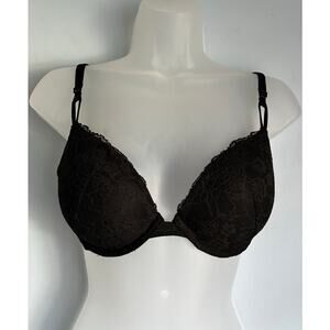 Victoria's Secret Push Up Bra Black Lace 36B NWOT